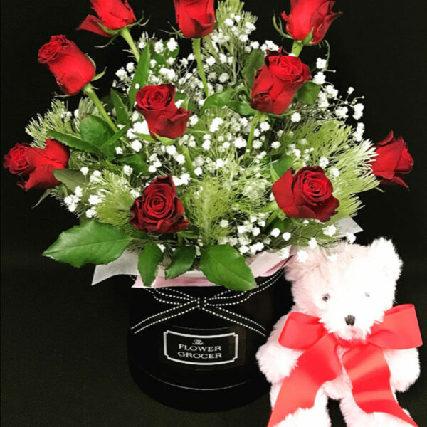 Large-Red-Rose-Posy-Box-with-Pink-Teddy-Bear